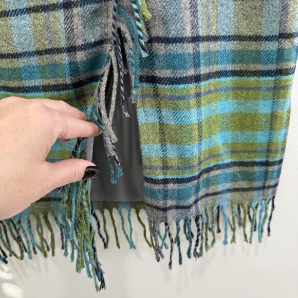 J Jill Faux Wrap Plaid Fringe Blanket Skirt Sz 10 Wool Blend Scottish Highlands - Picture 5 of 11